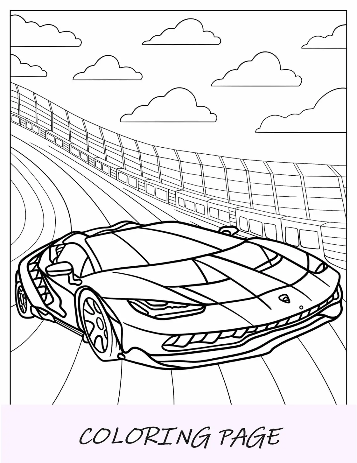 Página para colorir de carro de corrida Lamborghini Hot Wheels
