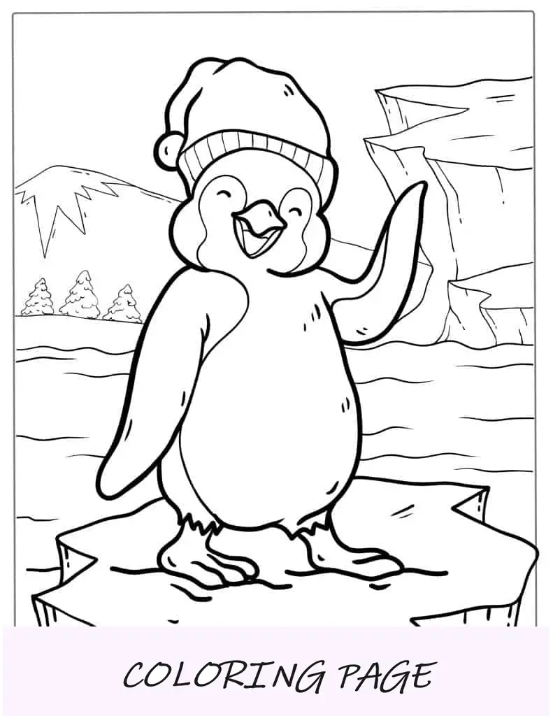 Pinguim sorridente de bebê de Natal para colorir