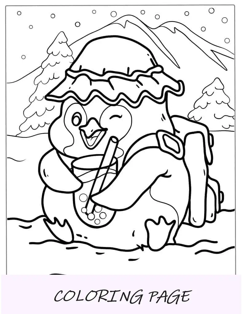 Linda página para colorir Kawaii para crianças