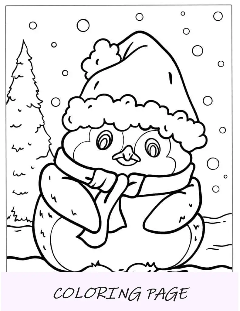 Pinguim bebê fofo para colorir para crianças