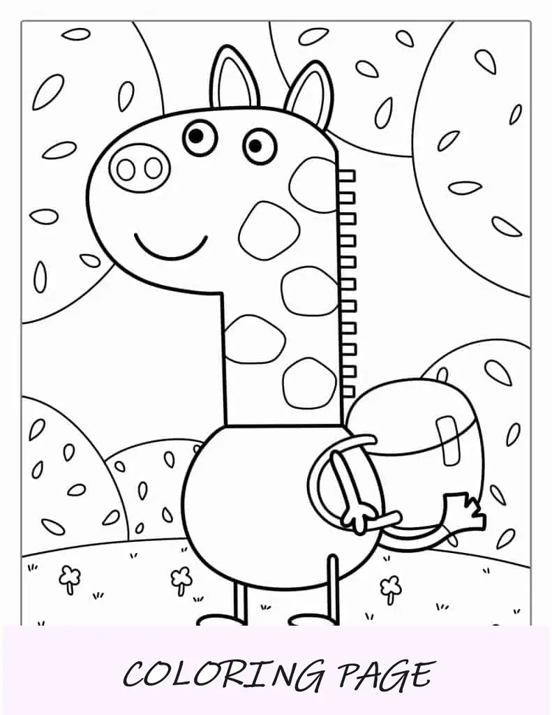 Gerald la giraffa da colorare per bambini