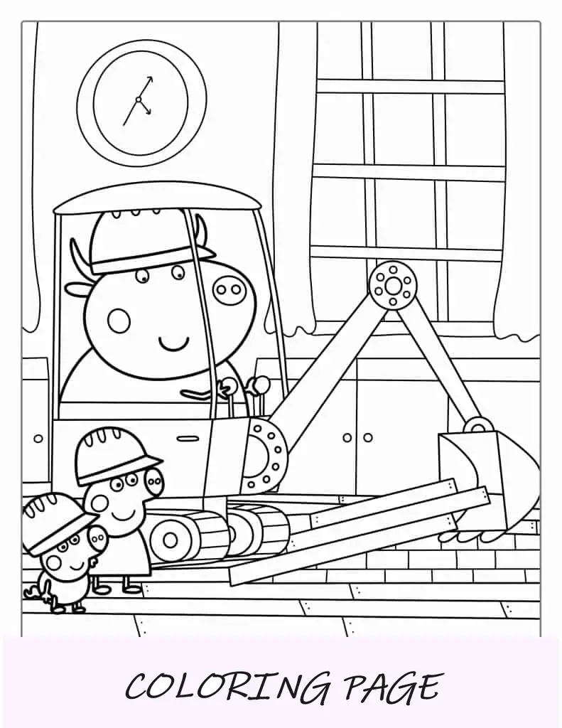 Mr Bull in Digger viene aiutato da Peppa e George