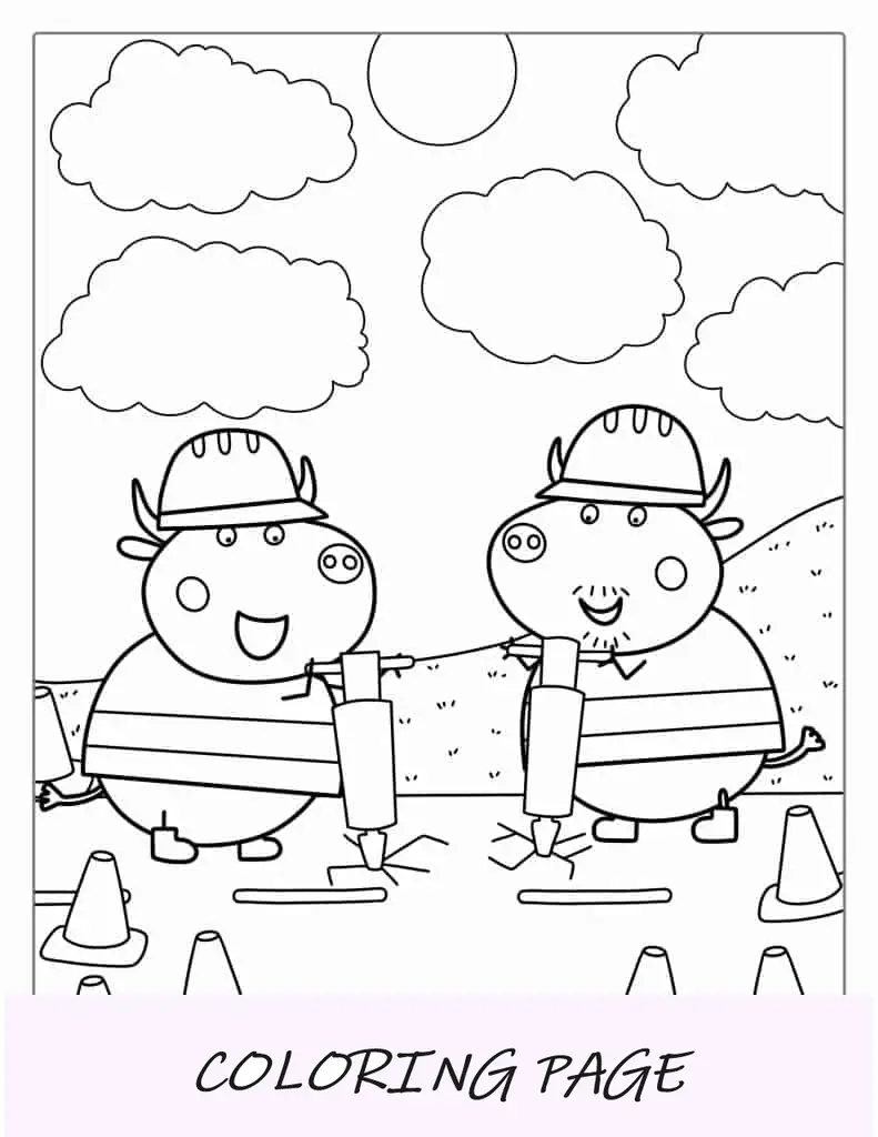 Pagina da colorare di Mr. Bull Road Workers