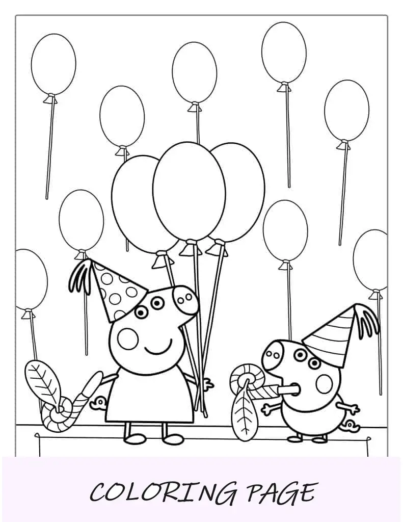 Peppa e George fanno una festa da colorare
