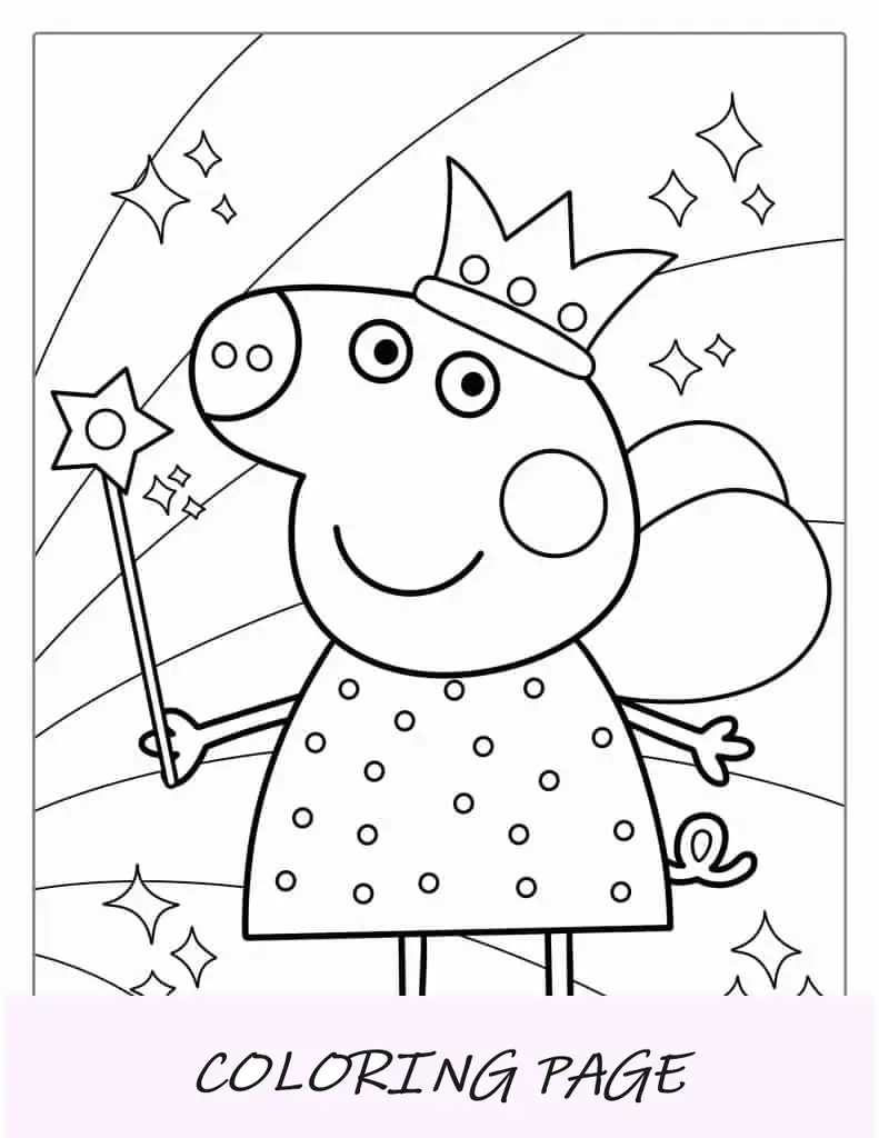 Peppa Pig indossa un vestito da fata da colorare