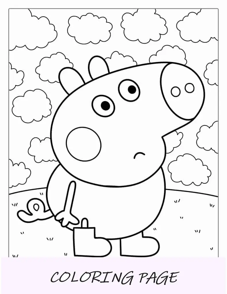 Pagina da colorare di George Pig interessato