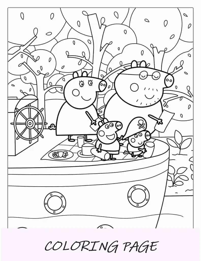 Famiglia Peppa Pig sulla barca fluviale