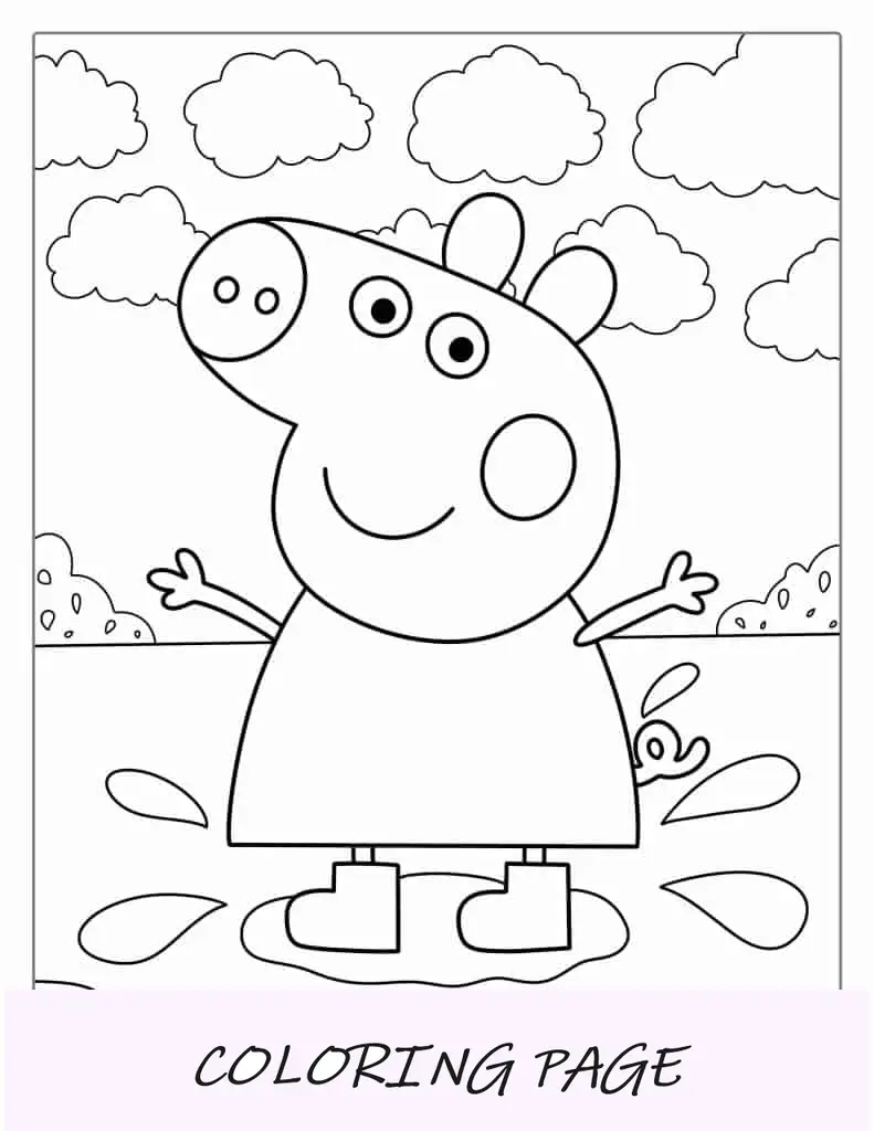 Peppa Pig che salta nella pozzanghera