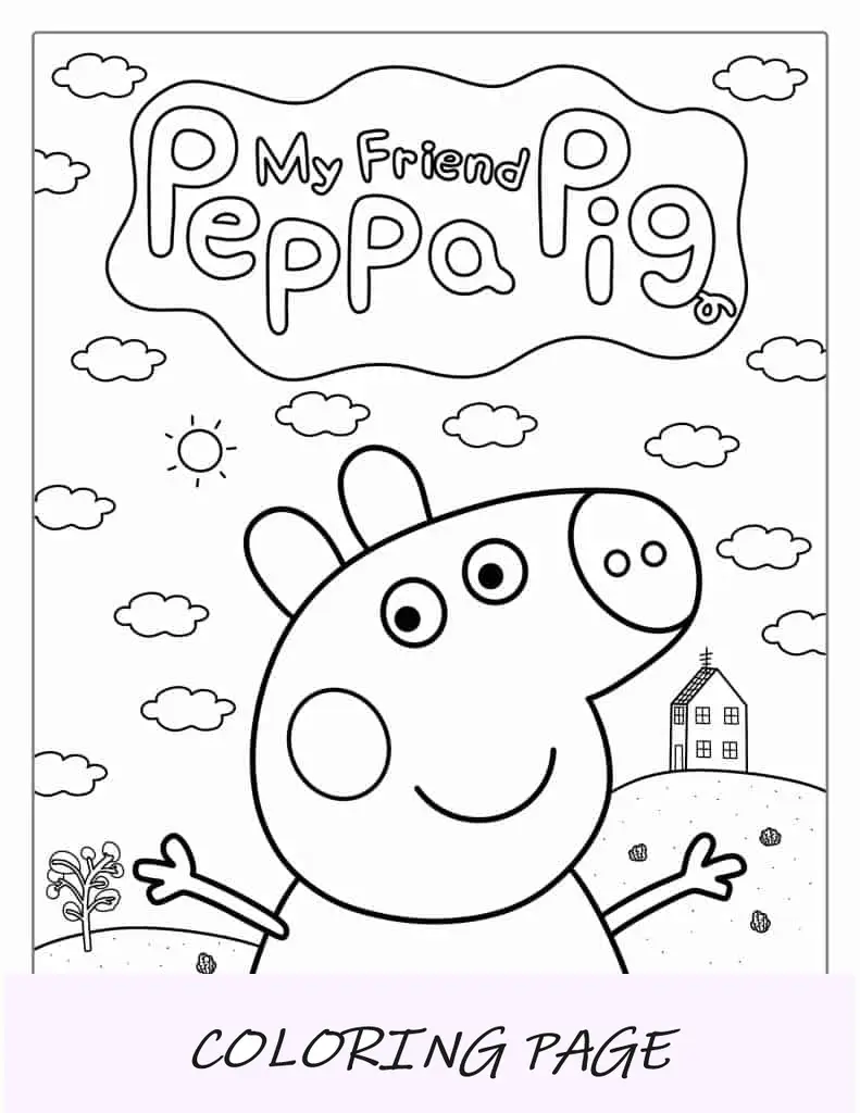 Pagina da colorare con logo Peppa Pig per i più piccoli