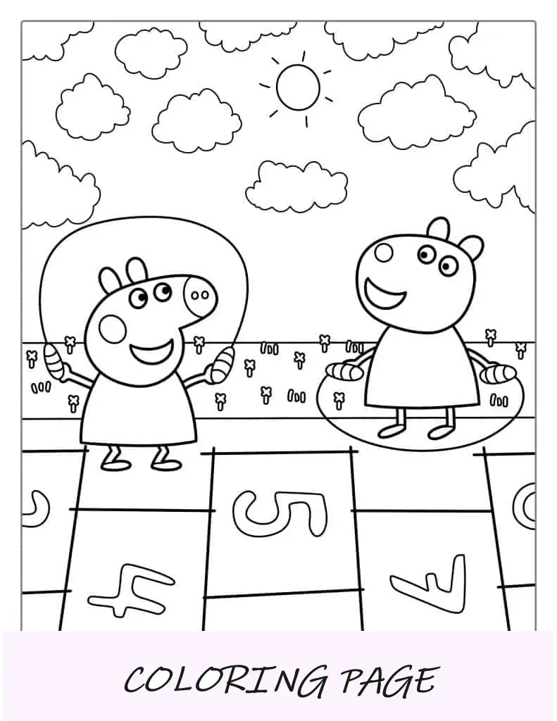 Peppa Pig gioca con un amico fuori