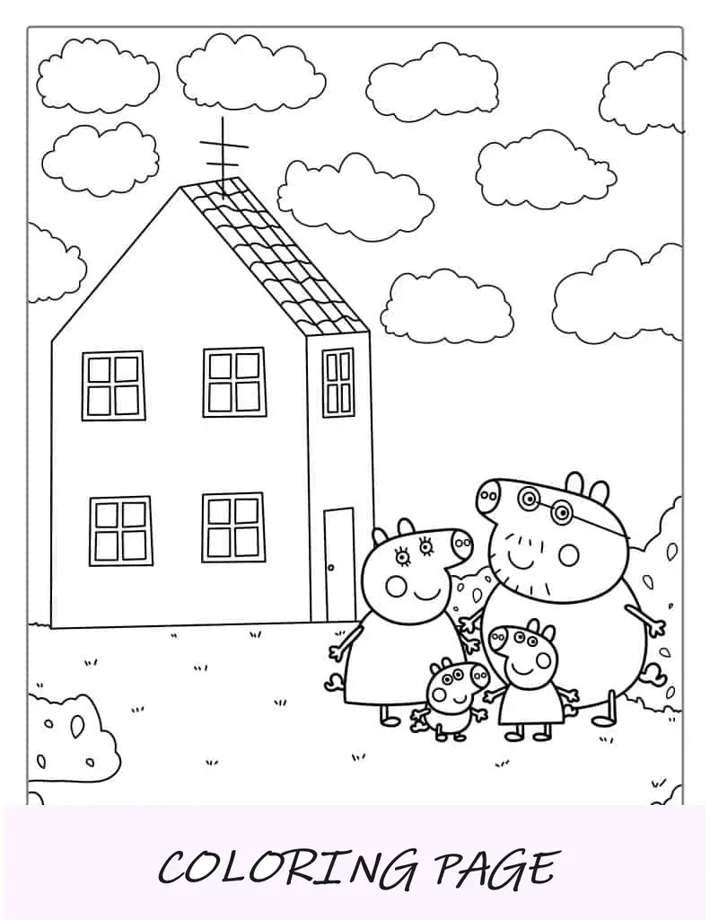 Peppa, mamma, papà e George Pig con House
