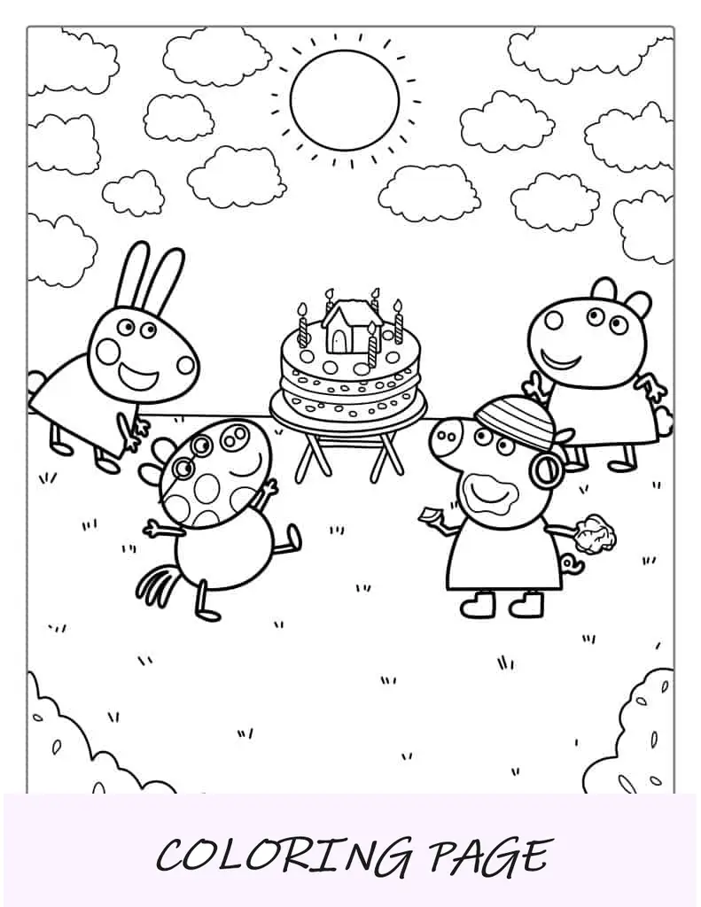 Peppa Pig con gli amici alla festa di compleanno
