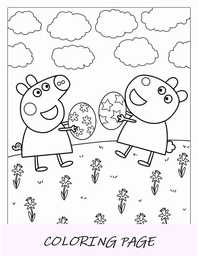 Peppa che gioca a palla con Suzy Foglio da colorare