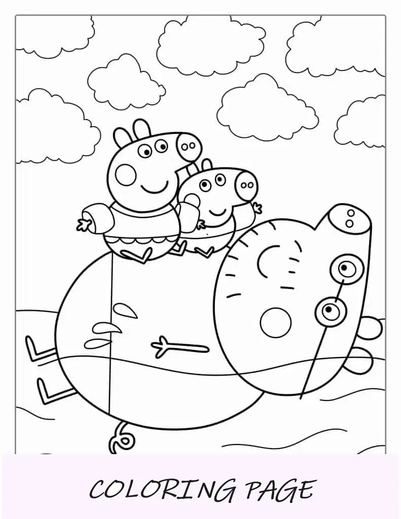 Peppa e George giocano con papà maiale in spiaggia