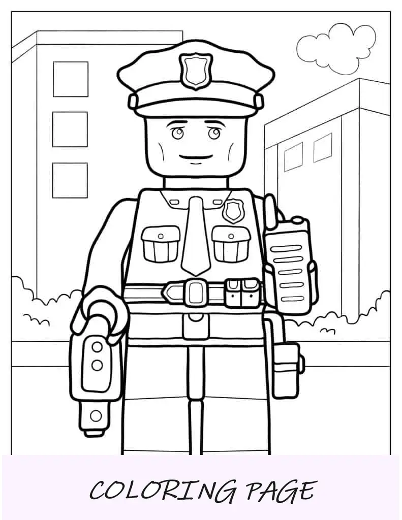 Oficial de policía de Lego para colorear