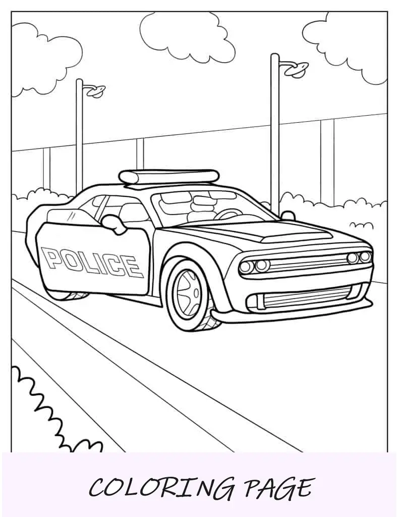 Coche de policía moderno para colorear