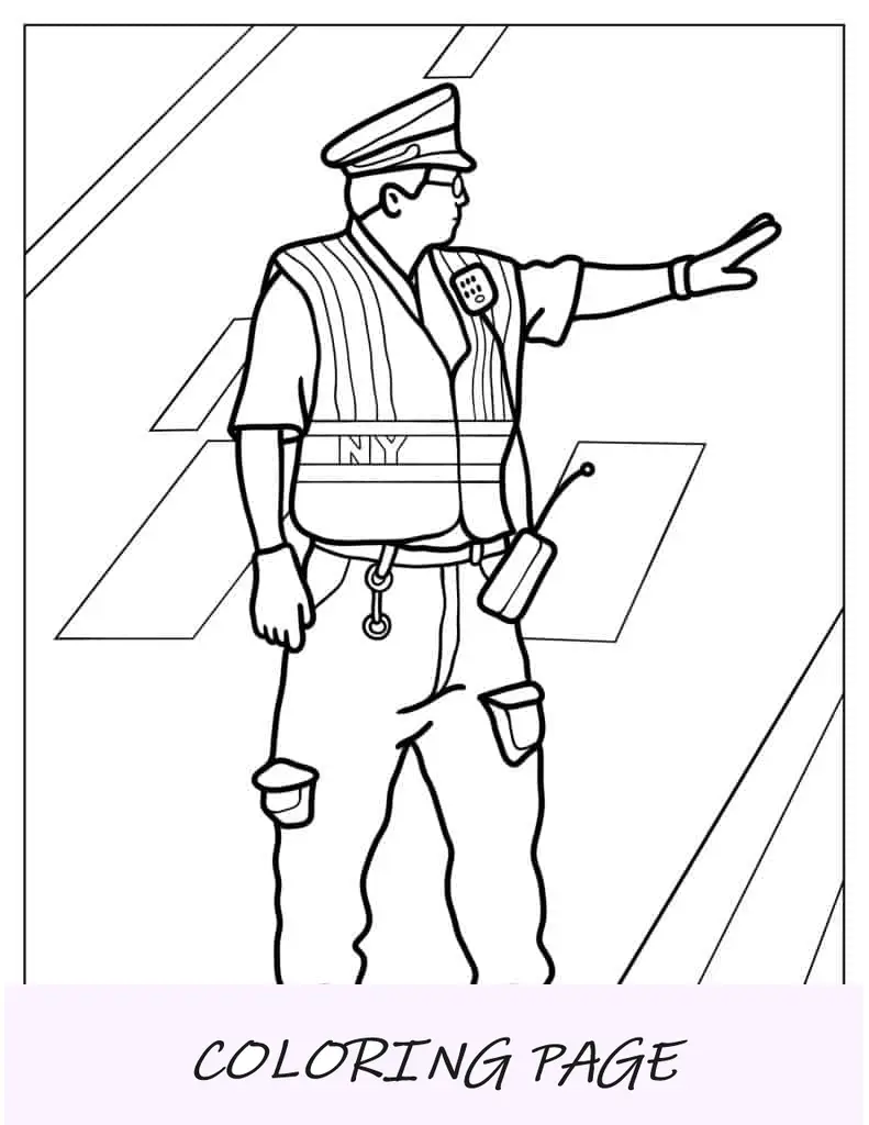Oficial de policía de control de tráfico para colorear