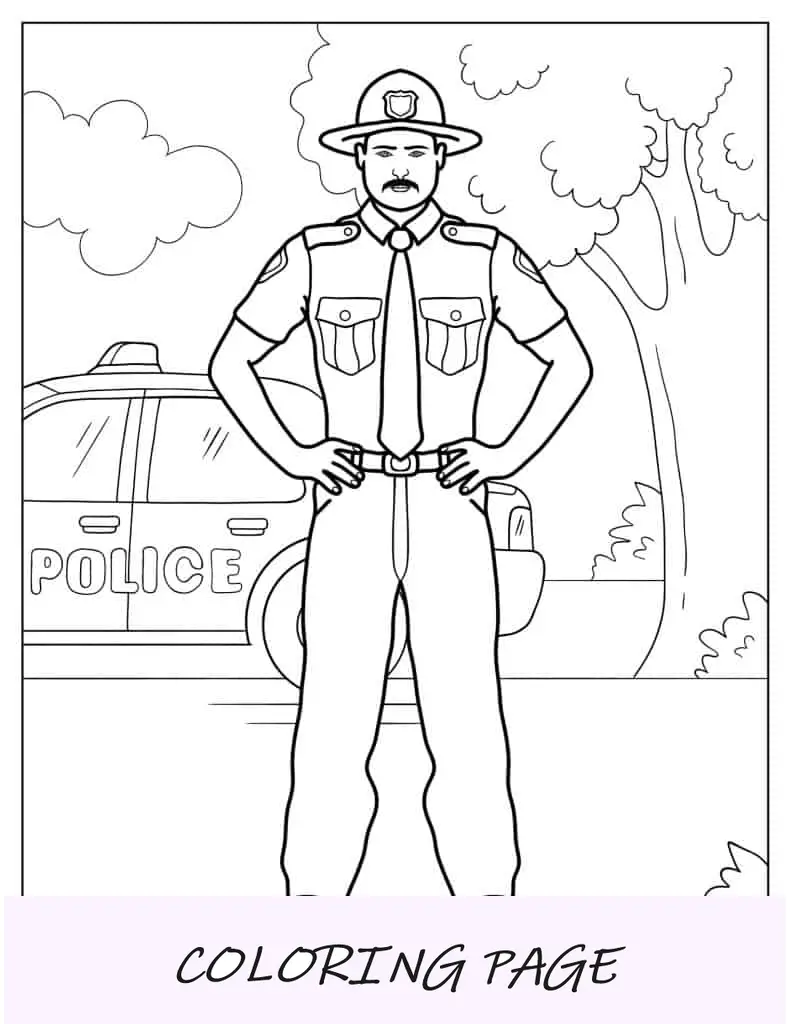 Página para colorear de policía estatal
