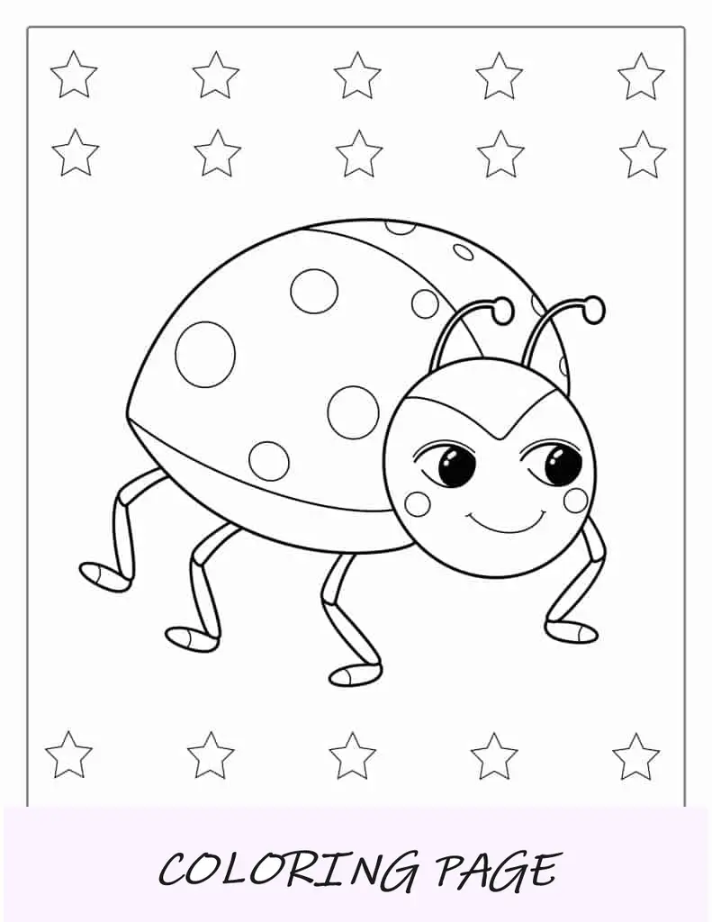 Contorno simple de una mariquita para colorear para niños en edad preescolar