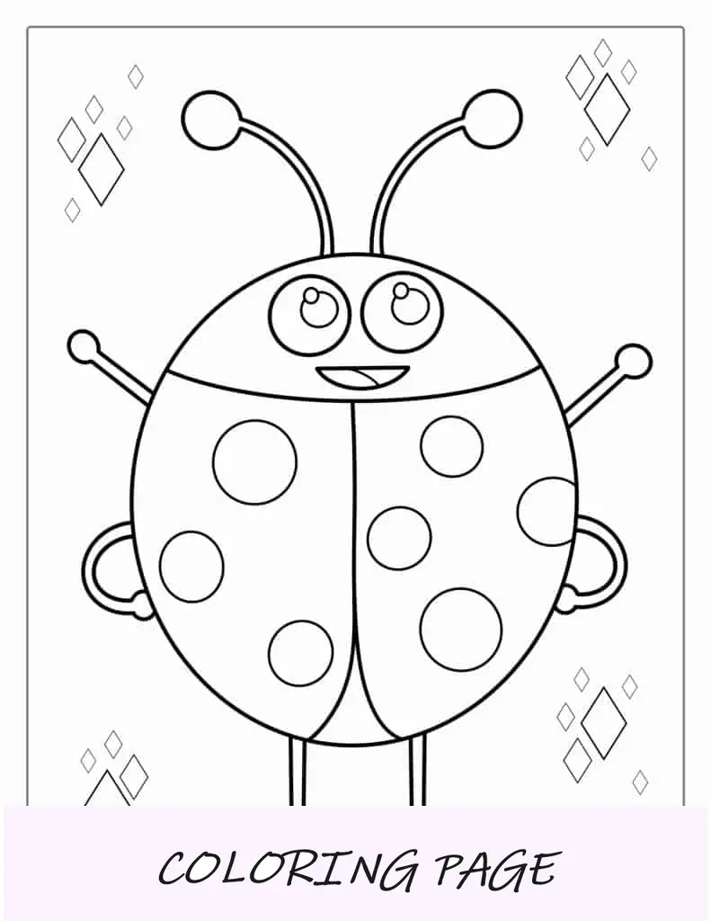 Contorno fácil de mariquita para colorear