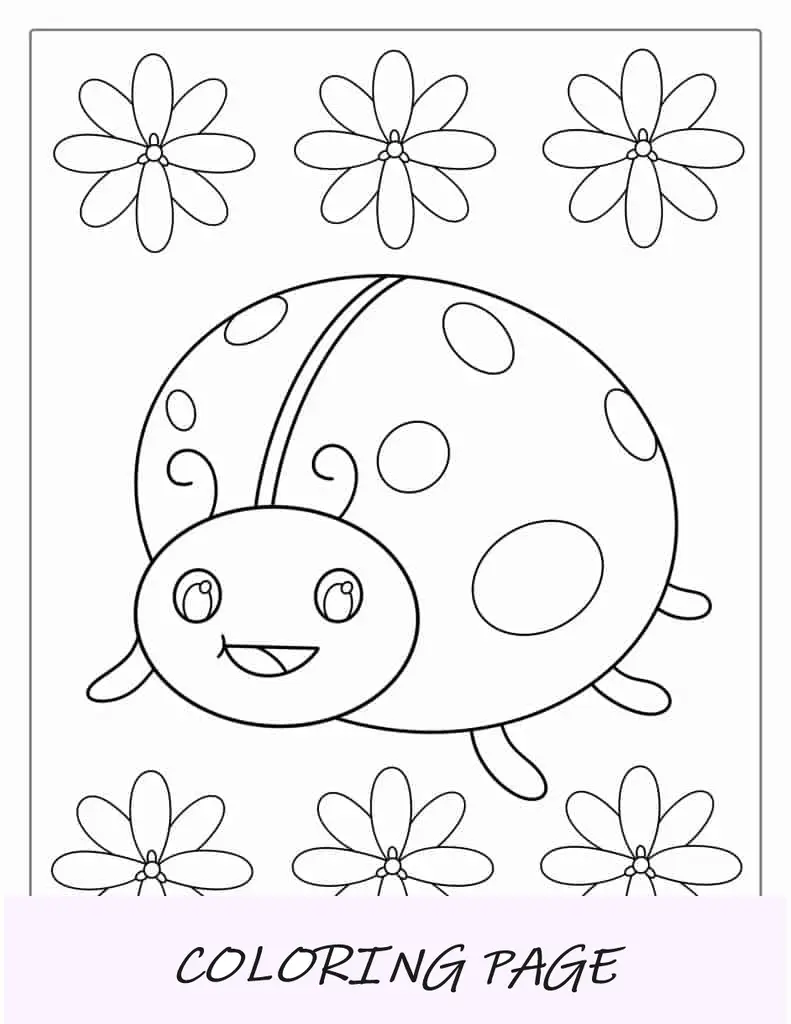 Página para colorear de una mariquita fácil para niños