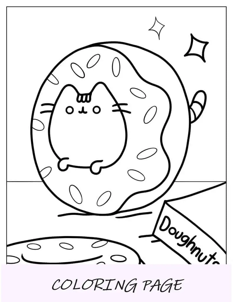 Imagen Fácil Para Colorear De Pusheen Cat Donut