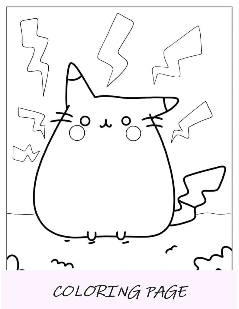Pikachu Pusheen Pokemon Para Colorear