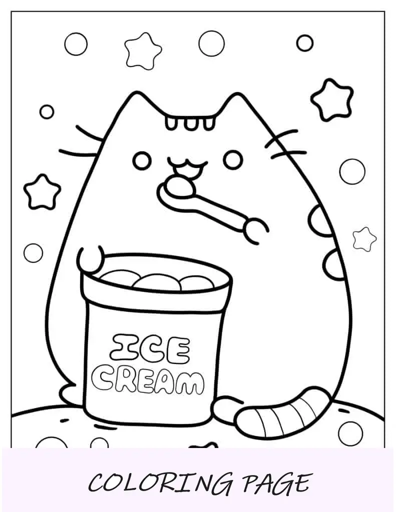 Gato Pusheen comiendo helado