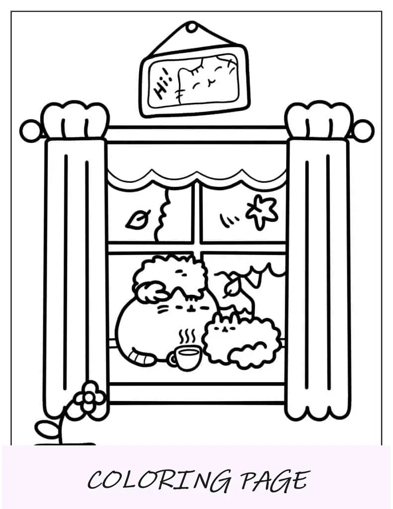 Página Para Colorear De Pusheen Kawaii Estético