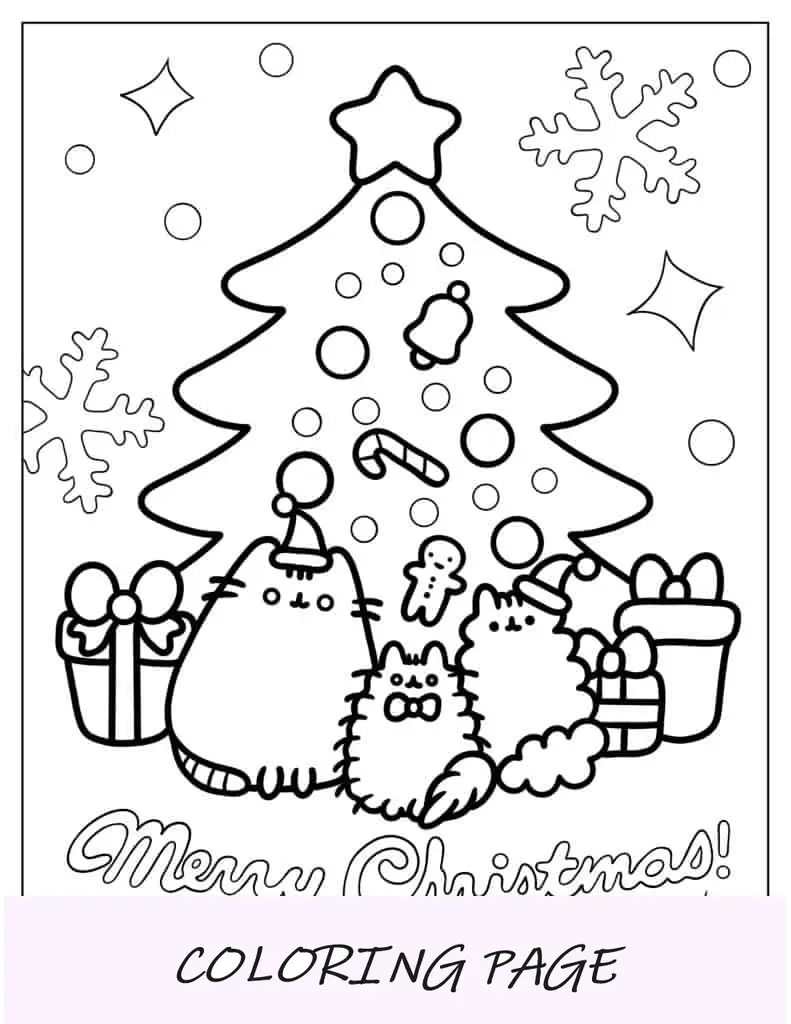 Pusheen Feliz Navidad Página Para Colorear