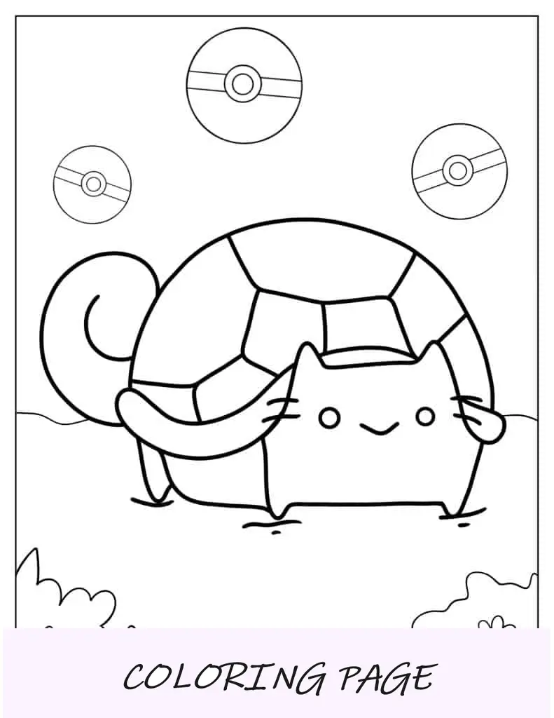 Pusheen Squirtle Pokemon Para Colorear