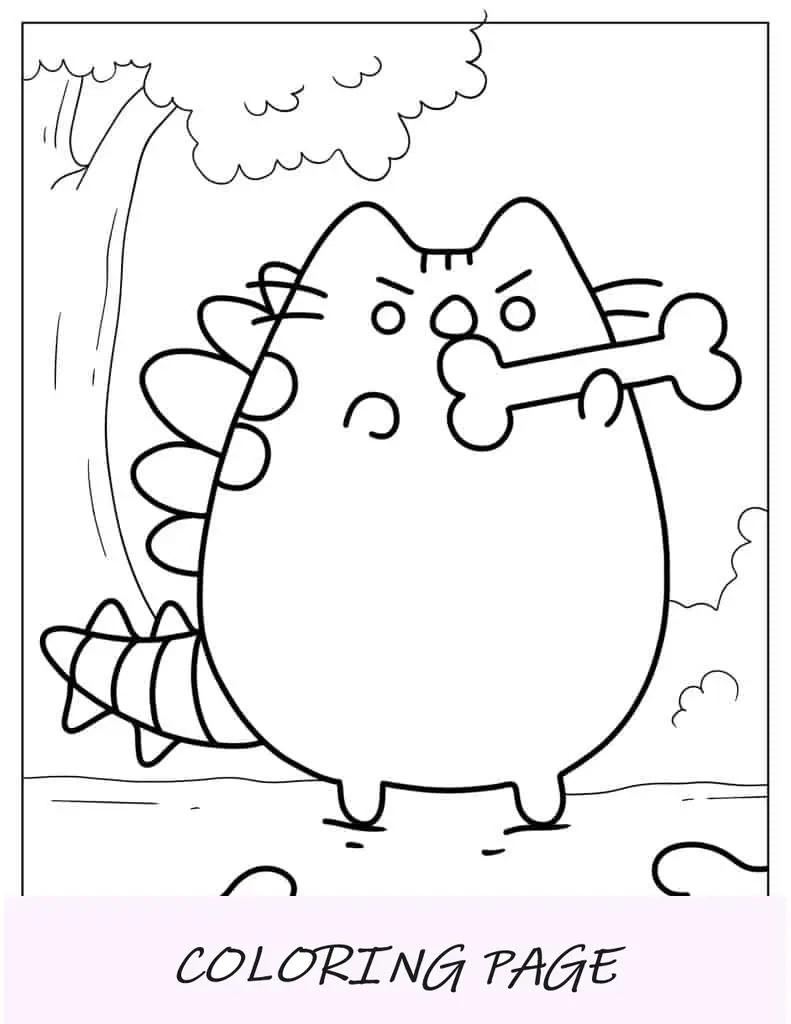 Pusheen T-Rex Dinosaurio Con Huesos