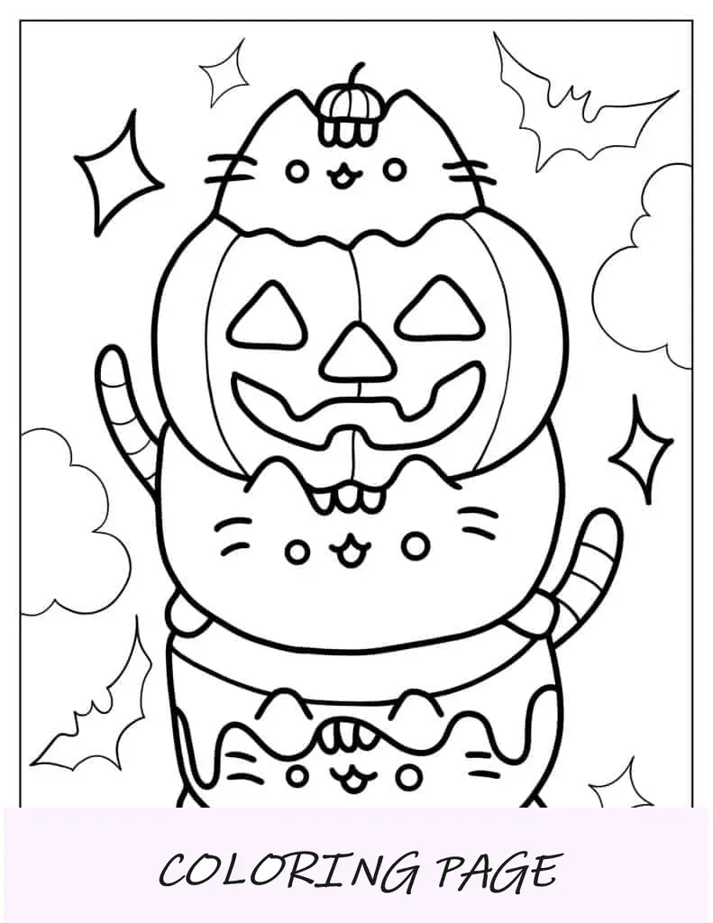Pusheen con Jack O Lantern durante Halloween