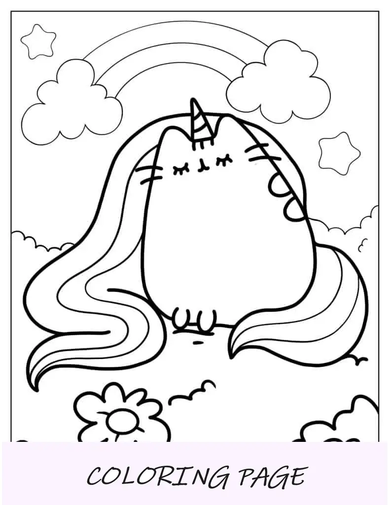 Pusheen Unicornio Con Cabello Largo Arco Iris