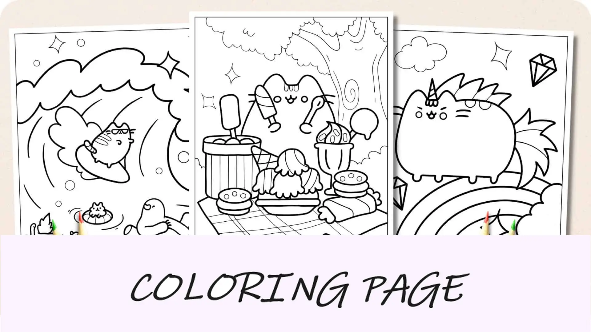 Dibujos para colorear de Pusheen Imagen destacada