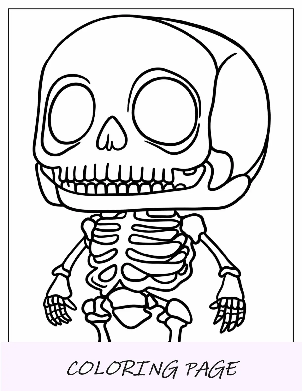 Página para colorir de esqueleto de desenho animado no Halloween