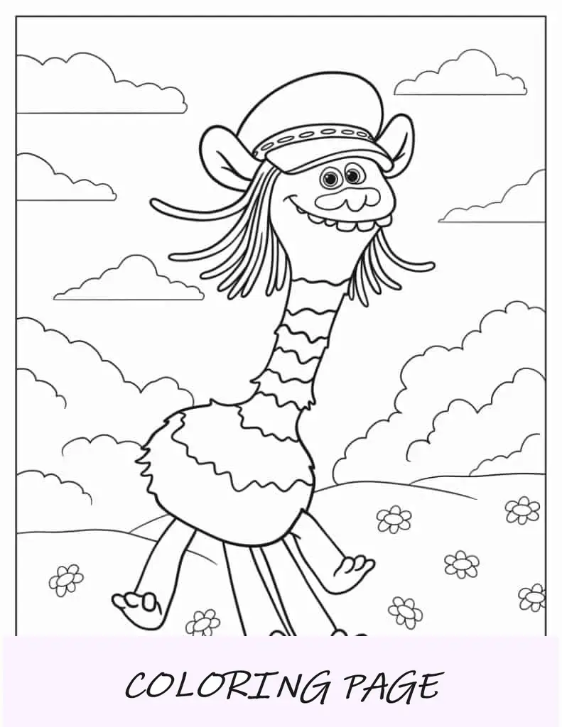 Folha para colorir Cooper Troll para crianças pequenas