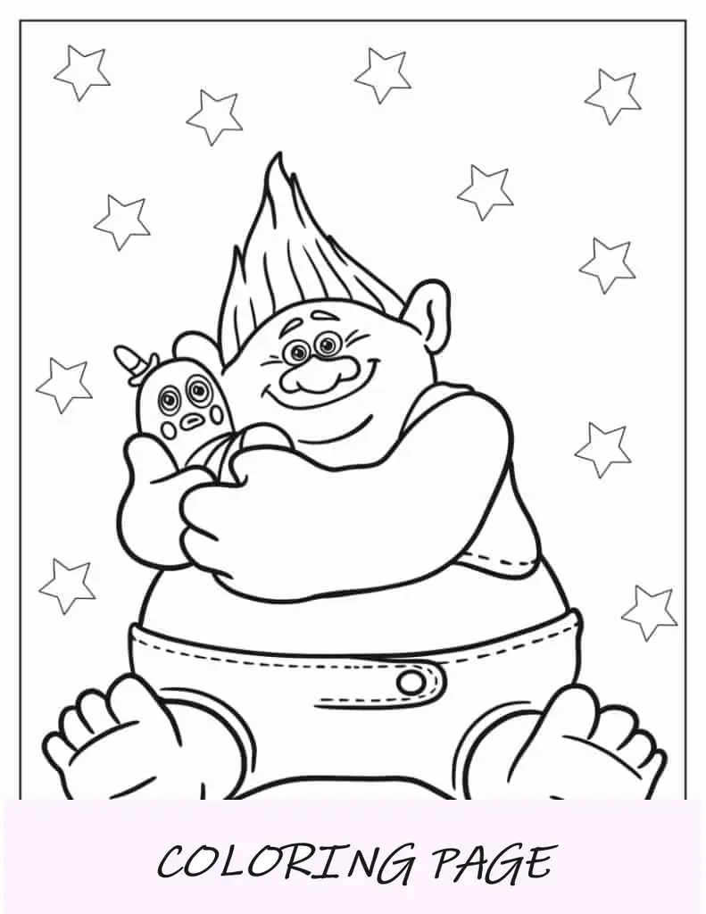 Biggie Troll segurando o Sr. Dinkles para colorir