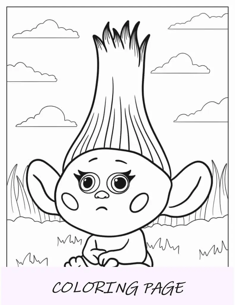Página para colorir simples de Keith Troll para crianças