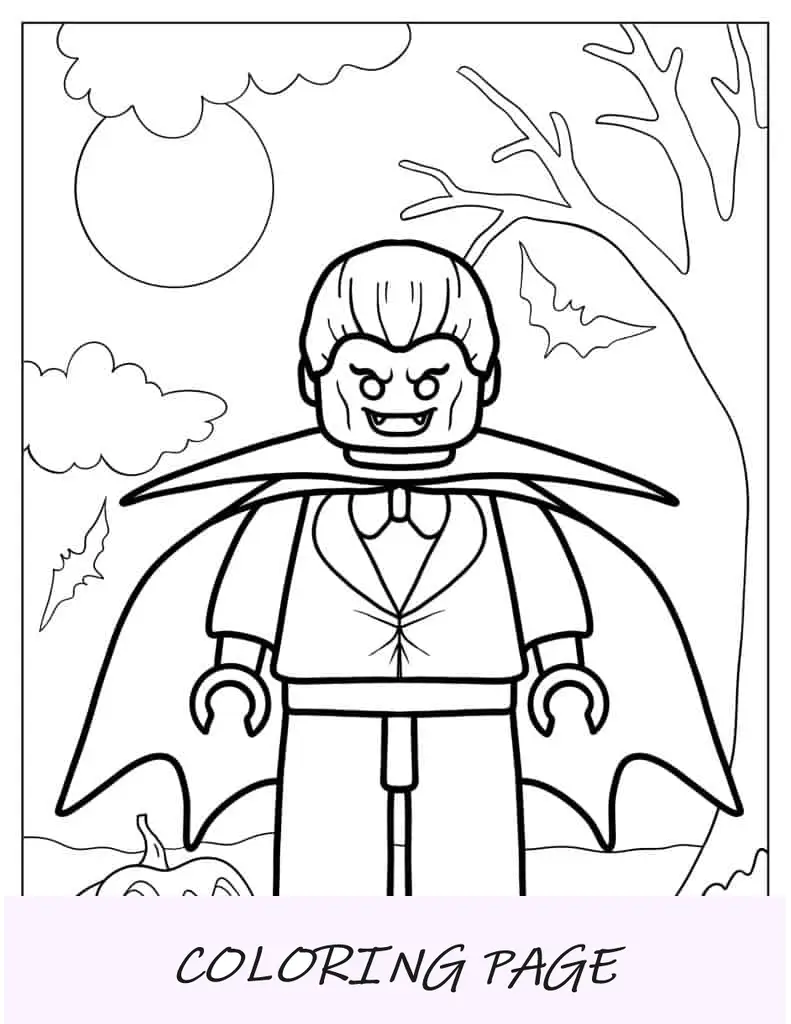 Página para colorir de vampiro Lego para crianças