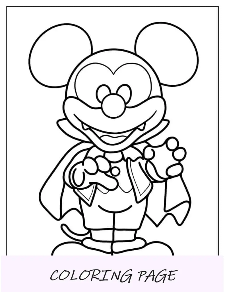 Página para colorir de vampiro do Mickey Mouse