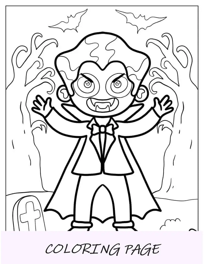 Vampiro simples de colorir para crianças