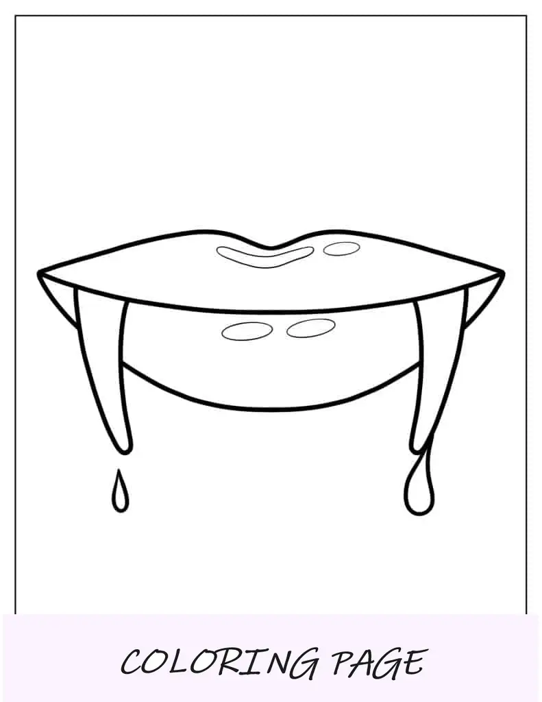 Folha para colorir Presas de Vampiro