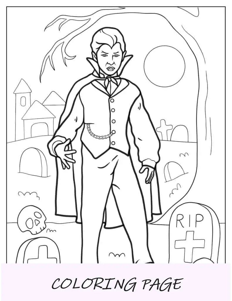 Vampiro assustador andando no cemitério
