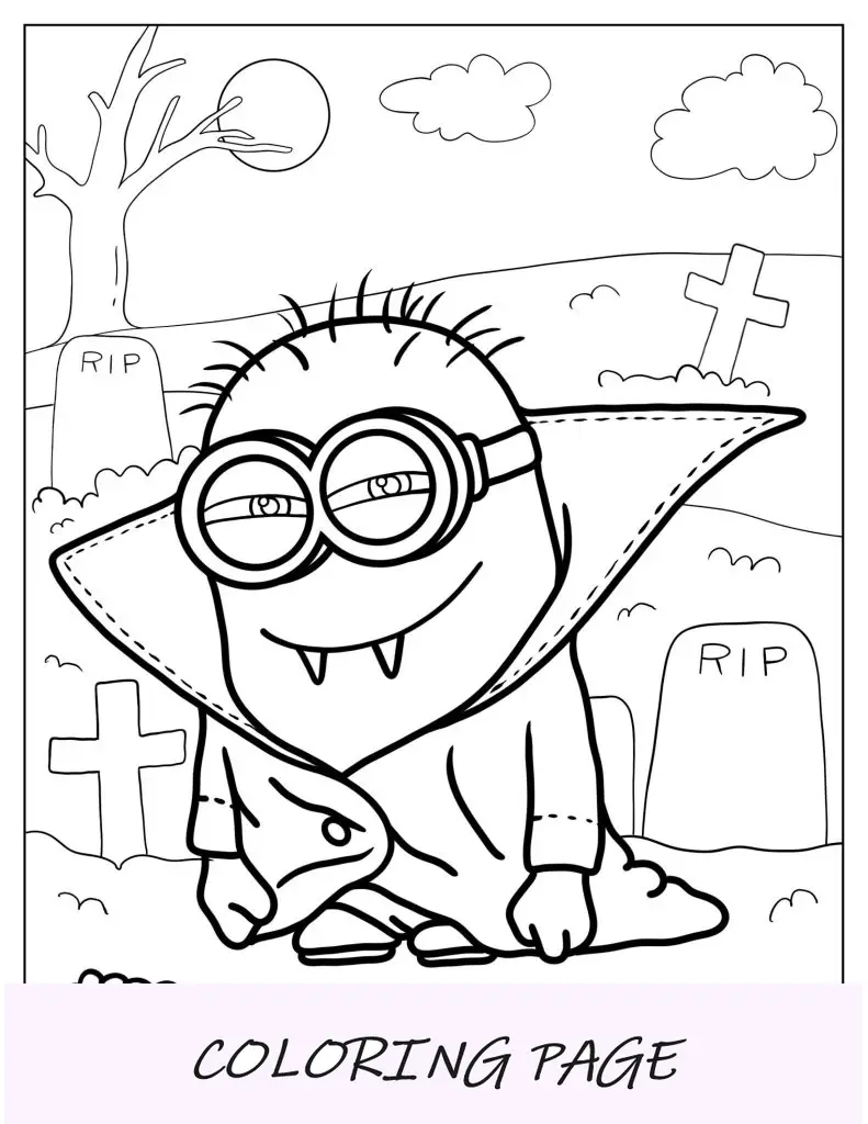 Minion Vampiro com tema de Halloween para colorir