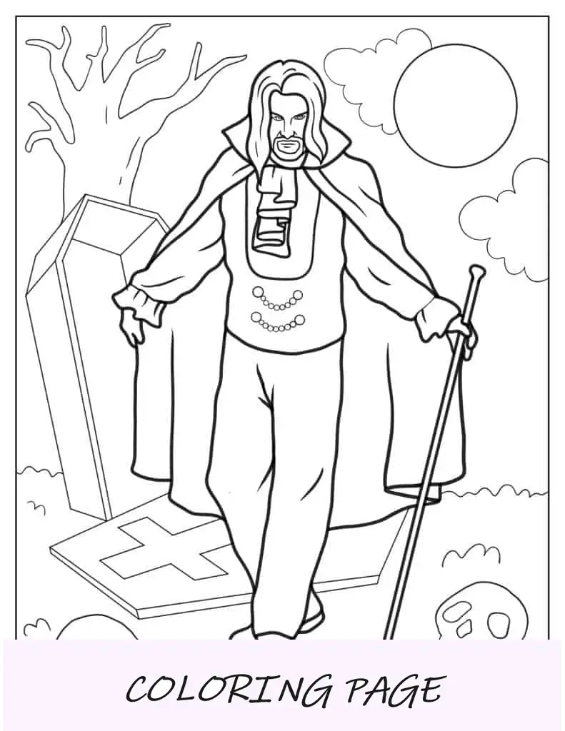 Folha para colorir de vampiro gótico