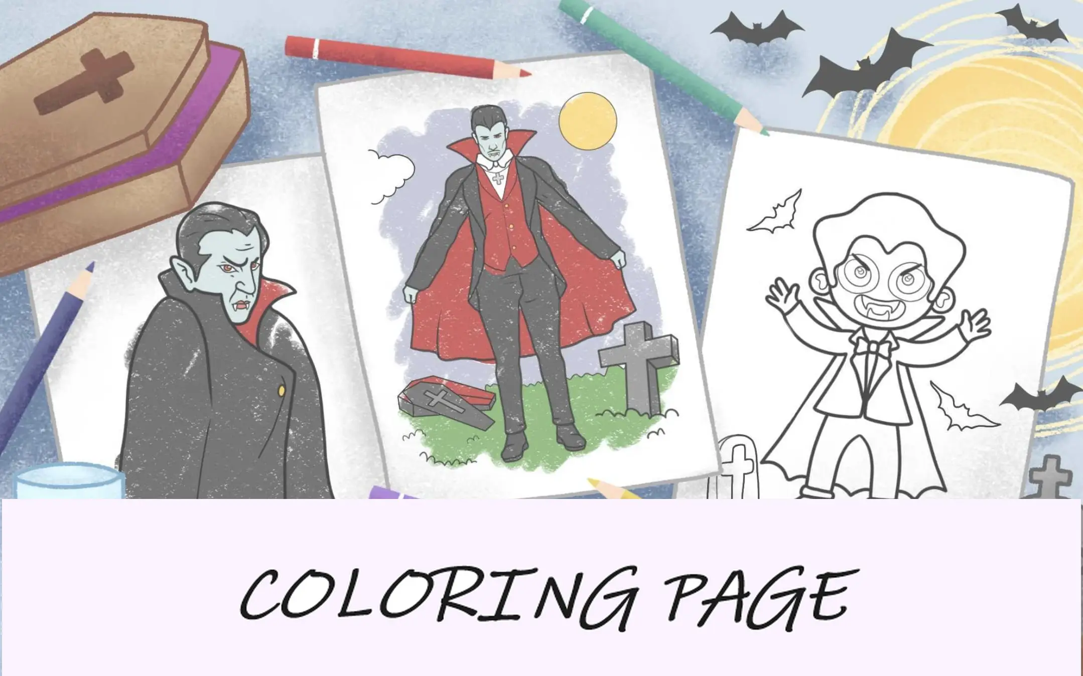 imagem em destaque de páginas para colorir de vampiros