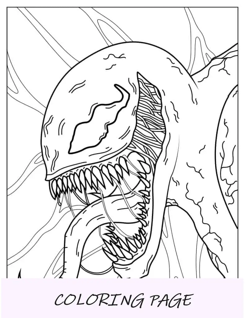 Cara de veneno de aspecto aterrador para colorear
