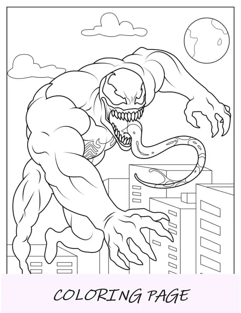 Personaje de veneno de aspecto musculoso para colorear