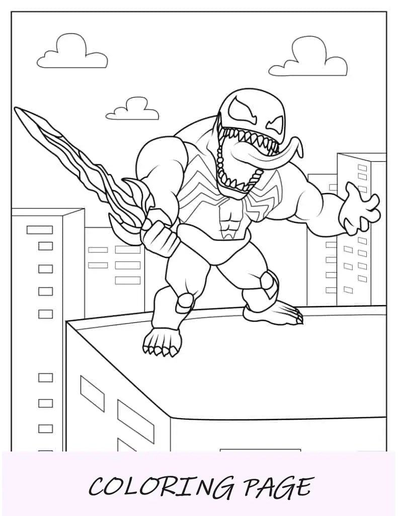 Lindo Página Para Colorear De Venom Kawaii